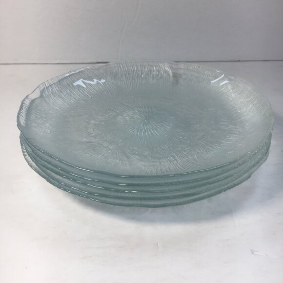 Arcoroc Fleur Canterbury Crocus Set 5 Glass Dessert Plates Textured Floral - Picture 1 of 5